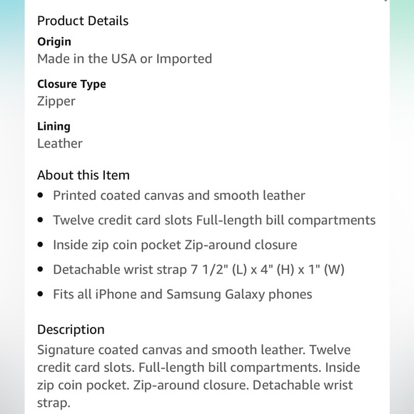 *SOLD* Coach Wallet: Long Zip Around Wallet In Signature Canvas - Picture 3 of 3